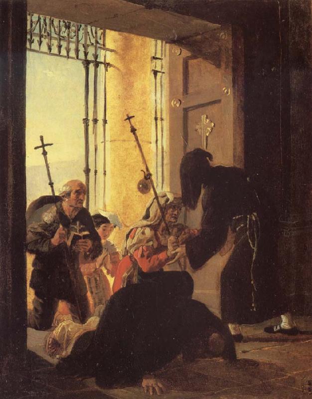 Karl Briullov Pilgrims in the Doorway of a Church oil painting picture